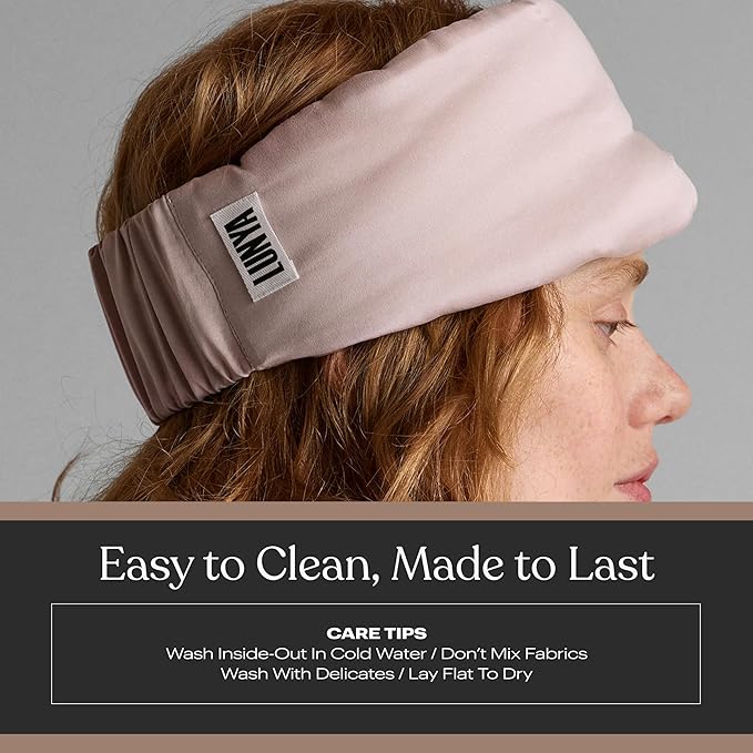 Lunya Washable Silk Sleeping Mask – Thermoregulating Mulberry Silk, Light Blocking and Comfortable Fit – Sleep Mask for Women and Men with Box – Delicate Pink – Small