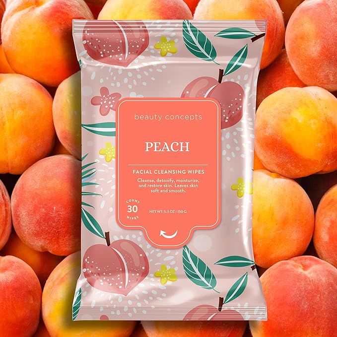 Beauty Concepts Facial Wipe Set - Packs of Face Wipes, Makeup Removing Wipes, Peach, Pineapple, Green Apple, Strawberry