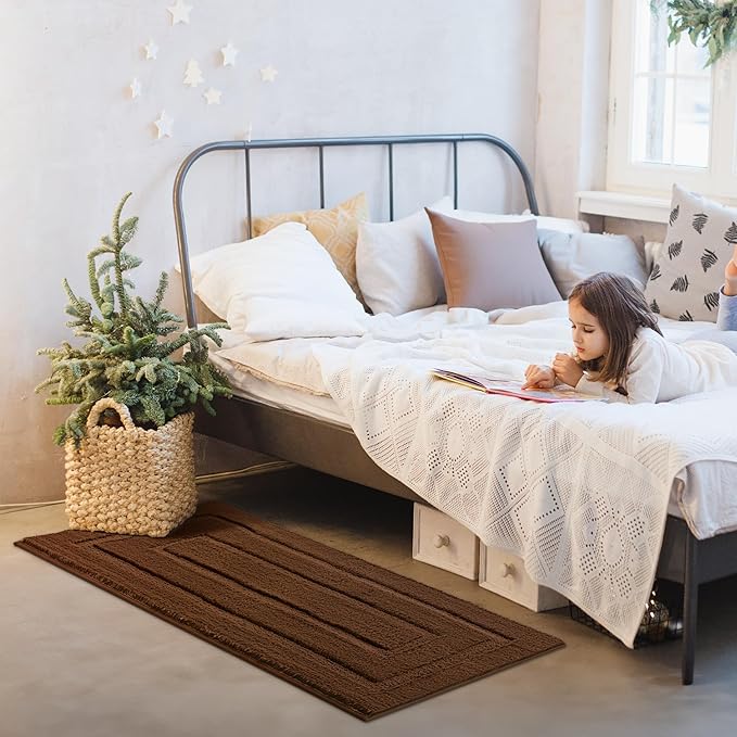 GRANNY SAYS Bathroom Rugs Non Slip 24" x 48", Bath Mats for Bathroom, Super Soft and Water Absorbent, Microfiber Washable Bath Rugs for Floor, Tub and Shower, Brown