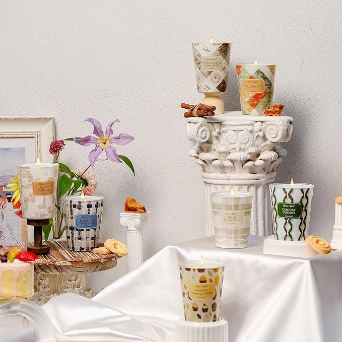 HomeLights Soy Wax Candles for Home Scented, 1-Wick Candles in Fall Wreath Scented, Rustic Modern Aromatherapy Candles Gift for Parties, Relaxing, 6.7oz