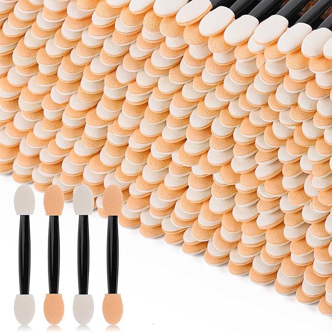 1000 Eye Shadow Applicator Disposable Foam Makeup Brush Sponge Tipped Oval Eyeshadow Applicators Dual Sides Black