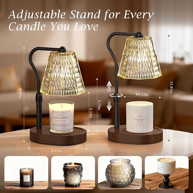 Candle Warmer Lamp White Elephant Gifts for Adults, Adjustable Height Vintage Wax Warmer for Scented Wax Jar Candles Office Decor Gifts for Her Who Have Everything