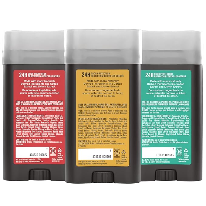 Every Man Jack Men's Deodorant Variety Set - Three Full-Sized Deodorant Sticks with Clean Ingredients & Incredible Scents - Cedar + Red Sage, Amber + Sandalwood, Sea Mineral + Citron - 3 oz - 3 Pack