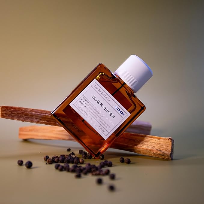 KORRES Eau De Toilette, Black Pepper Fragrance Spray With Lemon, Mandarine & Lime Notes, Lavandin Heart, Cedarwood, Cashmere & Amber Musk Base, Woody Spicy Scent For Women And Men, 1.69 Fl Oz