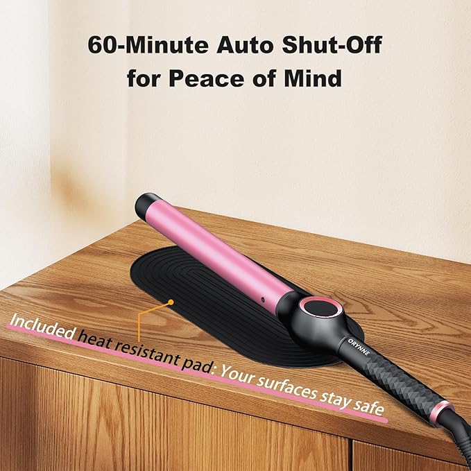 1 Inch Curling Wand for Long Hair, Extra Long Barrel Ceramic Curling Wands, 7 Adjustable Heats for All Hair Type, 110-240V Dual Voltage Wand Curler, 60 Minutes Auto Shut Off