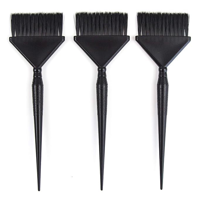 3 Extra Wide Hair Dye Applicator Brushes - Color Brush Set for Root Touch Up (Black)