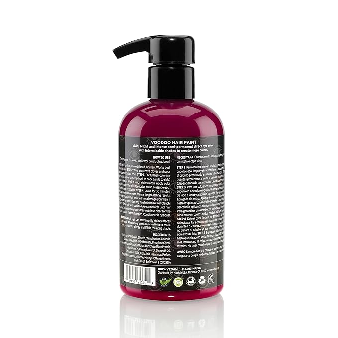 MOEHAIR Semi-Permanent Hair Color | Dark Blue Hair Dye 8 Oz | No Ammonia, Sulfate or Paraben | Vegan & Cruelty-Free | Voodoo Serenity Blue Hair Color (Magenta)