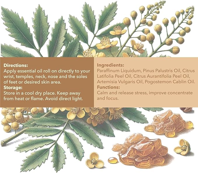 Mine Frankincense Essential Oil Roll On, Frankincense Oil, Calming Essential Oil Rollerball for Skin