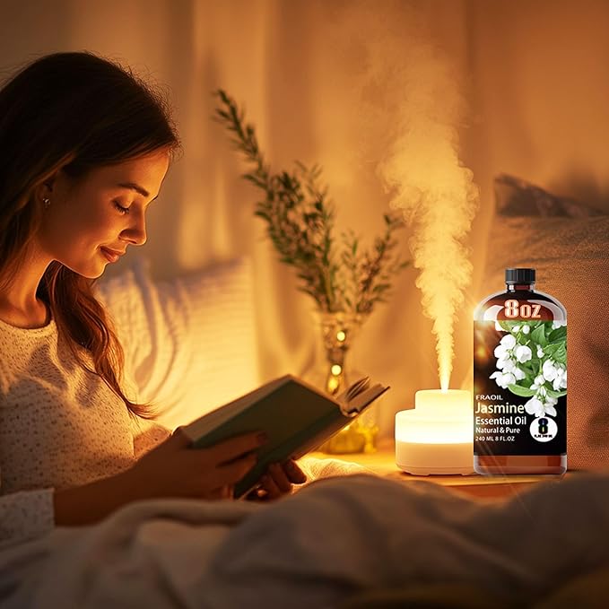 Jasmine Essential Oil, Jasmine Oil 8 Fl Oz 240ML for Diffuser Humidifier Yoga Cleaning DIY Candle Soap Making Perfume Gift for Women Essential Oils
