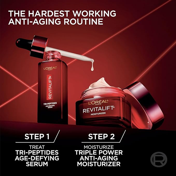 L'Oreal Paris Revitalift Triple Power Age-Defying Face Serum, Anti Aging Serum with 3 in 1 Benefits, Reduces Wrinkles, Firms and Brightens Skin, Includes Sample