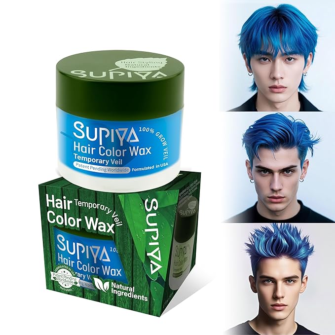 Temporary Hair Styling Color Wax, Green Blue Purple Red Hair Dye Color Wax Washable Natural Instant Hair Coloring Cream for DIY Hairstyle for Kids Men Women(Color #7)