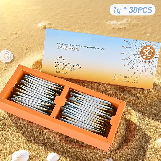 30PCS Mini Sunscreen, SPF50+ PA+++ Travel Size Sunscreen, Lightweight & Non-Greasy, Waterproof - Perfect for Party, Outdoor, Vacation, Daily Use