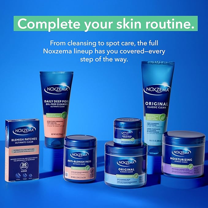 Noxzema Deep Cleansing Cream For healthy-looking and soft skin Original Face Cleanser Face Wash Removes Dirt, Makeup and Oil 8oz 6 Count