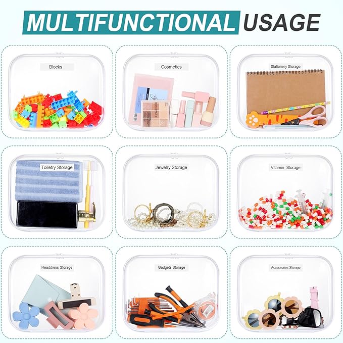 Sanwuta 10 Pcs Hard Zipper Case Clear Hard Pouches Plastic Zipper Pencil Box Toy Storage Bins Portable Plastic Container for Travel Toiletry Office Cosmetic Block Puzzle Organizer(M,Clear)