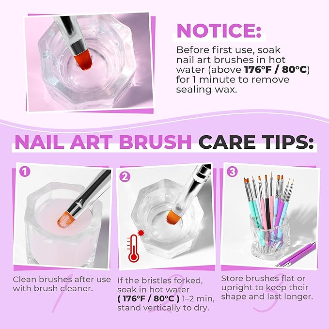 UNA GELLA Nail Art Pens 6PCS Purple Color Double-ended Acrylic Nail Brush Set Nail Dotting Tools Nail Art Design Brushes for Gel Polish, Liner, Drawing, Dotting and Detailing French Tip Tool