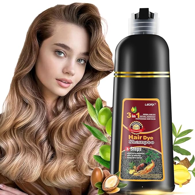 Leorx Hair Dye shampoo, Chestnut Brown 3 In 1 Color Shampoo Instant Herbal Coloring Shampoo Refresh Hair For Women&Men - Tintes Para El Cabello Profesional