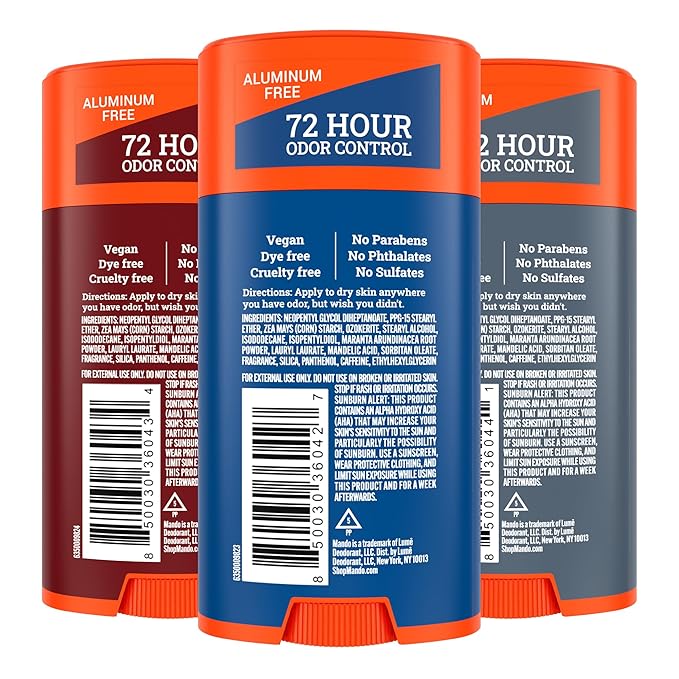Mando Whole Body Deodorant For Men - Smooth Solid Stick - 72 Hour Odor Control - Aluminum Free, Baking Soda Free, Skin Safe - 2.6 ounce (Pack of 3)