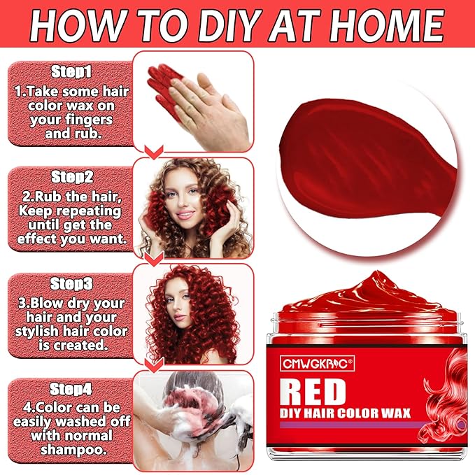 4 Colors Temporary Hair Color for Kids,Christmas Gifts for Teens Girls,Boys,Stocking Stuffers for Kids,Adults,Temporary Hair Dye,Hair Color Spray Green Red Blue Purple Hair Dye Hair Wax Color Instant