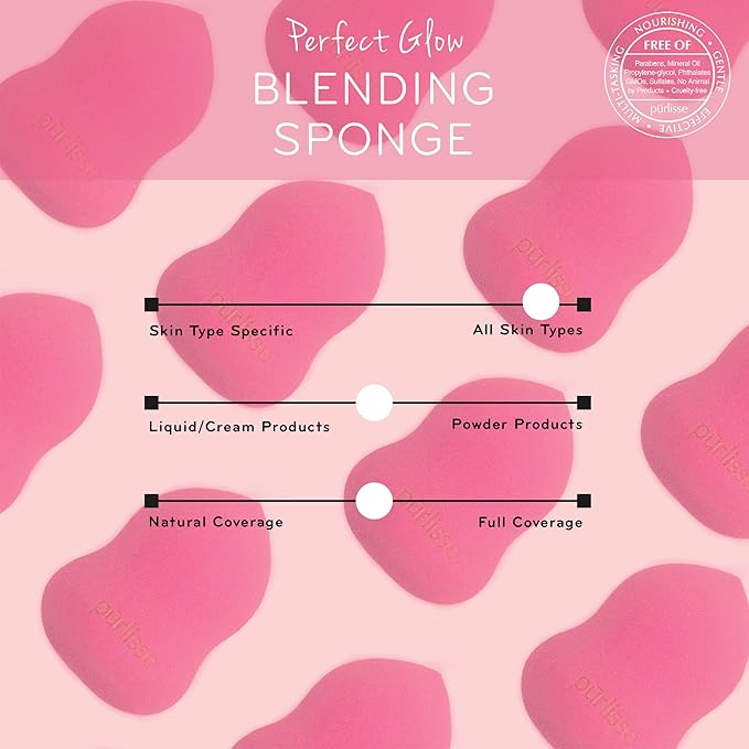 pürlisse Perfect Glow Makeup Sponge for Foundation - Blending Sponge for Liquid, Cream & Powder - Reusable & Latex-Free Makeup Applicator - Precision Rounded Edges for Seamless Coverage (1 Count)