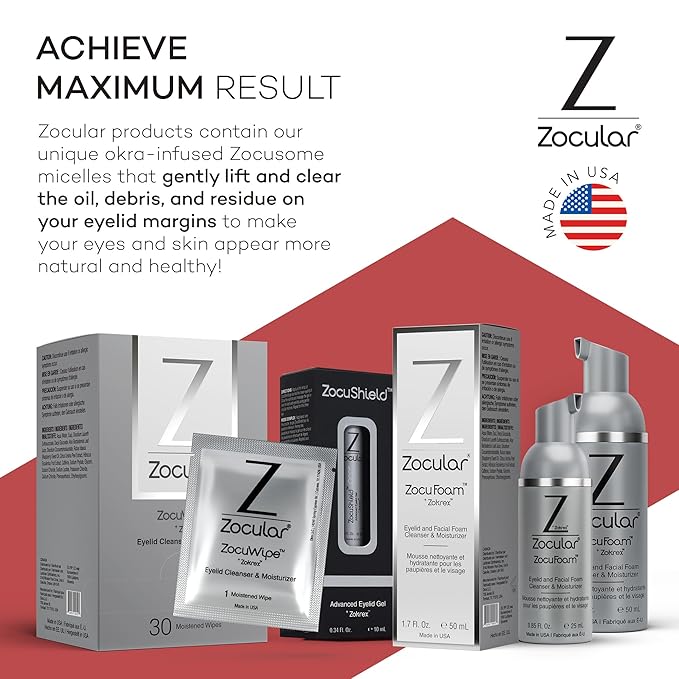 Zocular ZocuFoam Eyelid Cleanser - Foaming Eyelid Scrub - Natural pH Balanced Solution - 25mL