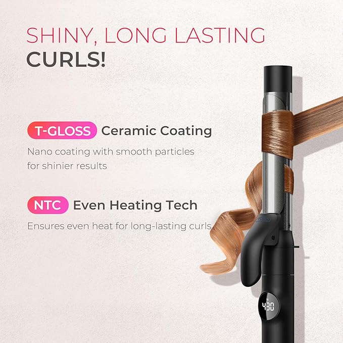 TYMO Curling Iron Set - 1/2, 1, 1 1/2 Inch Professional Ceramic Hair Curler for Spiral Curls & Beach Waves, Ionic Curling Wand for Women Short/Long Hair, Fast Heating, Dual Voltage & 5 Temps, Black