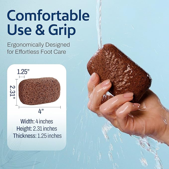 HartFelt Pedicure Exfoliation Beauty Box with 6 Exfoliating Foot Scrubber Bath Sponges & 2 Magic Pumice Stone for Feet Callus Remover | Gentle Sponge Pad & Foot Scrubbing Stone for Deep Cleansing