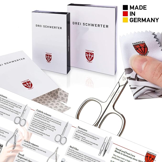 3 Swords Germany – Manicure Pedicure kit Set with Genuine Leather case - Made in Solingen/Germany