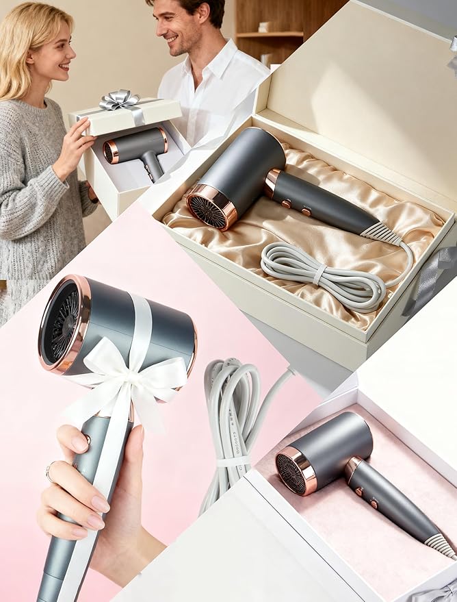 CLGTTFB Professional Lonic Hair Dryer for Women & Men,1600W Fast Drying Blow Dry with Diffuser and Concentrator for Various Types of Hair,High Speed Quiet Hairdryer for Home Salon,Travel,Hotel