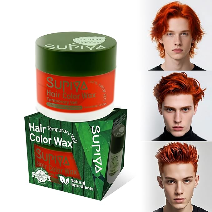 Temporary Hair Styling Color Wax, Green Blue Purple Red Hair Dye Color Wax Washable Natural Instant Hair Coloring Cream for DIY Hairstyle for Kids Men Women(Color #XC524)