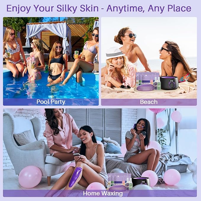 BLITZWAX Brazilian and Bikini Waxing Kit for Women, Hard Wax Warmer for Face, Legs and Body, At Home Hair Removal Kit, Beginner Friendly, Fast Heating, 51 Accessories, 6 Types Wax Bean Formula