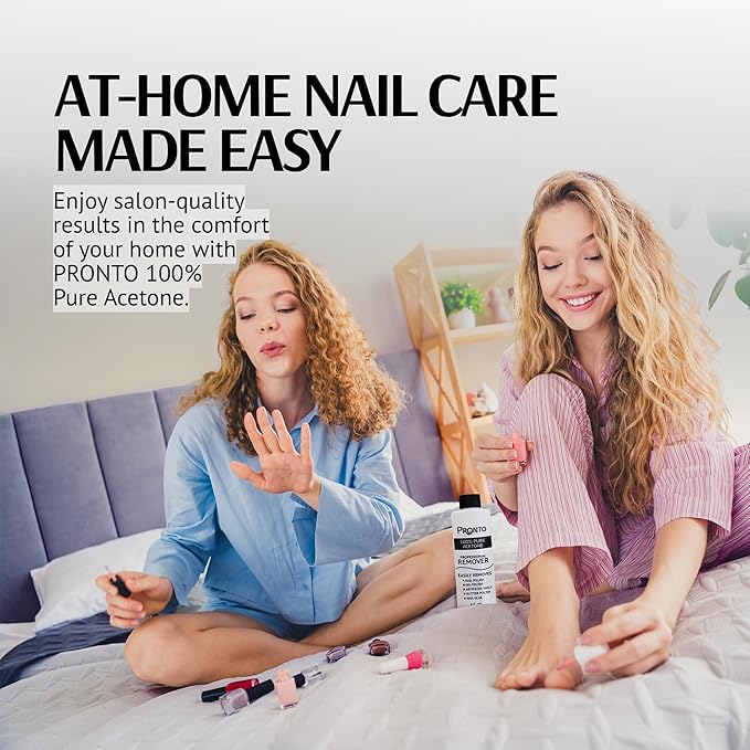 Pronto 100% Acetone Nail Polish Remover - Gel Polish Remover for Nails | Acetone Nail Polish Remover & Remover For Nails, Glue, Gel, Acrylic & Dip | 100 Percent Pure Acetone, 16 Fl oz (Pack of 1)
