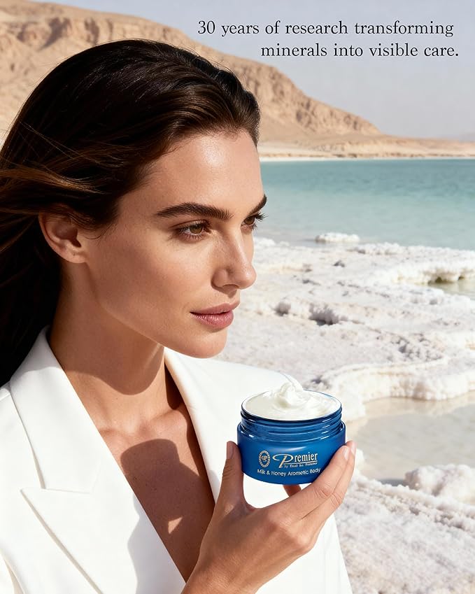 Premier Dead Sea Aromatic Body Butter – Milk & Honey, Hydrating Shea Body Butter for Women & Men, Moisturizing, Firming & Anti-Aging Cream for Dry Skin, Hand & Body, 5.95 Fl.oz