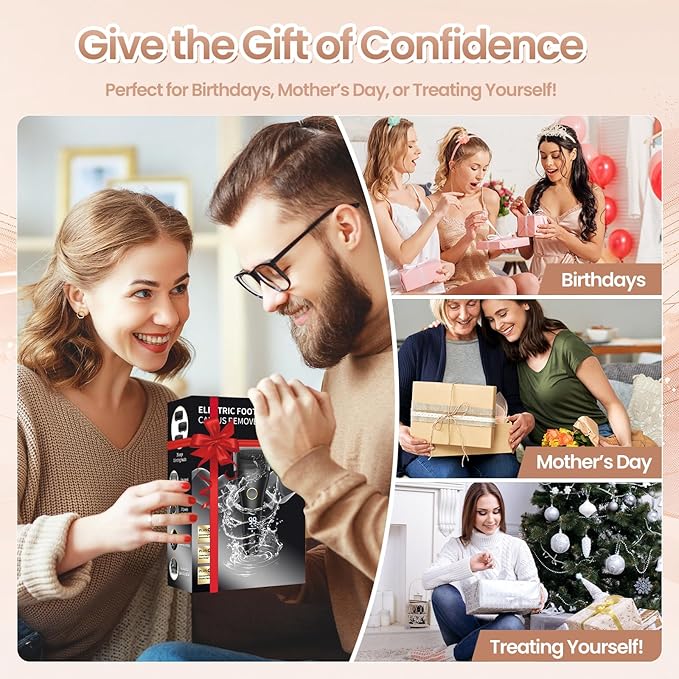 Electric Callus Remover for Feet Rechargeable - 3-Speed Adjustable Electronic Foot Callus Remover, Pedicure Tools for Feet for Hard Cracked Dry Dead Skin at Home - Christmas Gifts for Women Men