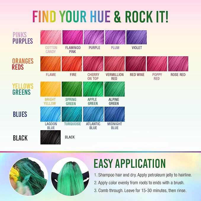 Punky Apple Green Semi Permanent Hair Color - Vegan & Cruelty-Free Conditioning Hair Dye, Lasts Up to 35 Washes, 3.5 fl oz