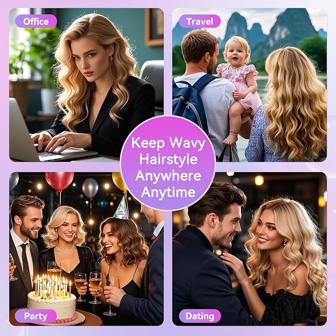 Curling Iron Hair Crimper Waver, 1.25 Inch Rovy Wave Curling Iron with Anti-Scald, Ionic Deep Waver Hair Curler Tool with Ceramic 2 Barrel for Women, 32mm Beach Waves with 30 Min Auto Shut Off