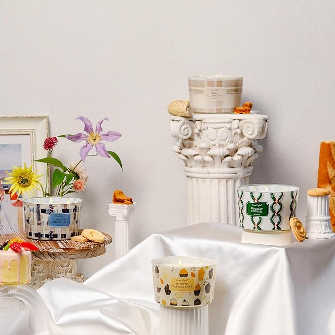 HomeLights Home Comforts Scented Candles | 18oz Soy Candles Rustic Modern 4-Wick Large Candle Jars | Ideal Candle Gifts for Events, Home Decor Stress, Relief & Relaxation