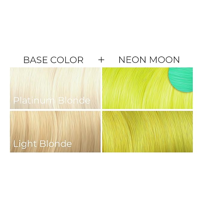 Arctic Fox Semi-Permanent Hair Dye, Neon Moon UV Reactive, Vegan & Cruelty-Free, Vibrant Neon Yellow, Ammonia-Free, Conditioning Formula, For All Hair Types, 4 Fl Oz (Pack of 2)