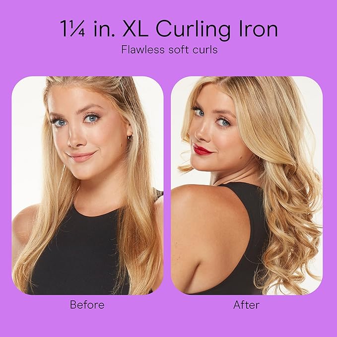 Conair Double Ceramic 1 1/4-Inch Curling Iron, 1-1/4 Inch Extra-Long Barrel Hair Curling Iron, 30 Heat Settings, Turbo Heat, Auto Off, Cool Tip, Dual Voltage, Rose Gold