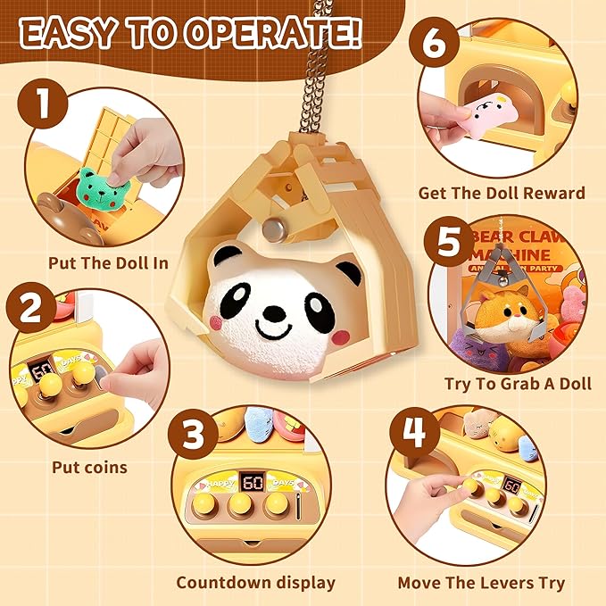 Mini Claw Machine for Kids, Arcade Game Toy for Ages 8-13, Candy Vending Toys for Girls and Boys, Electronic Claw Game Machine for Party with Lights Sound, Christmas Birthday Gifts for Ages 4+