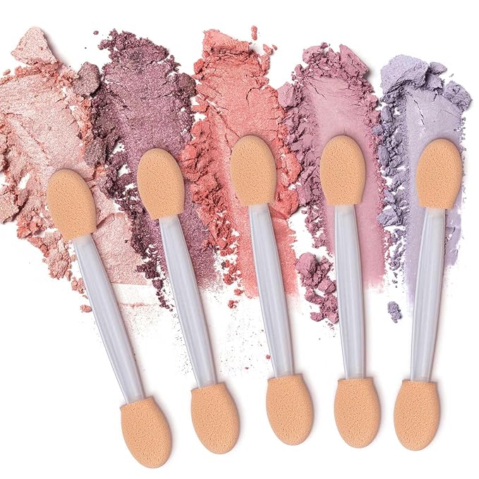 1000 Eye Shadow Applicator Disposable Foam Makeup Brush Sponge Tipped Oval Eyeshadow Applicators Dual Sides Clear