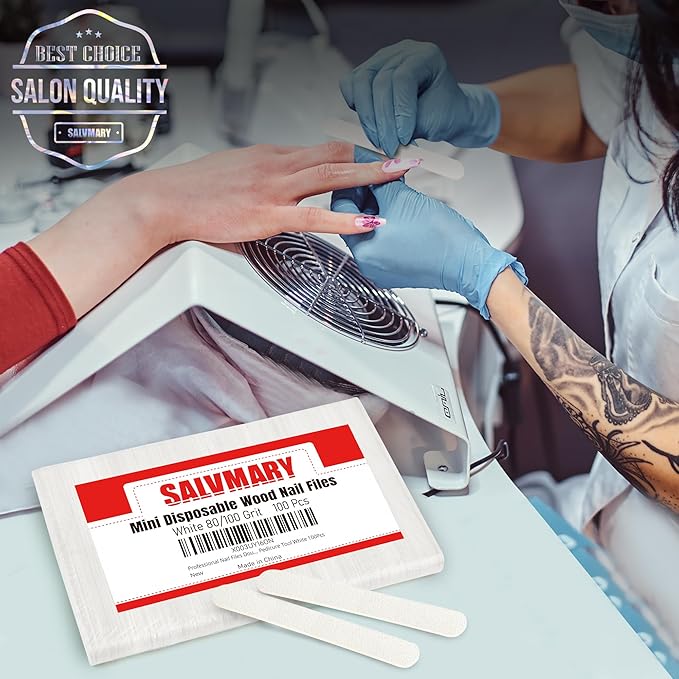 Professional Nail Files Double Sided Emery Board 80/100 Grit for Poly Gel Acrylic Nail Extension Manicure Pedicure Tool White 100Pcs