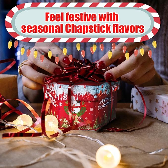 Yopela 19 Pack Christmas Natural Lip Balm Bulk with Vitamin E and Coconut Oil Lip Care Set - Moisturizing, Soothing, and Repairing Dry and Chapped Lips - 19 Flavors - Non-GMO