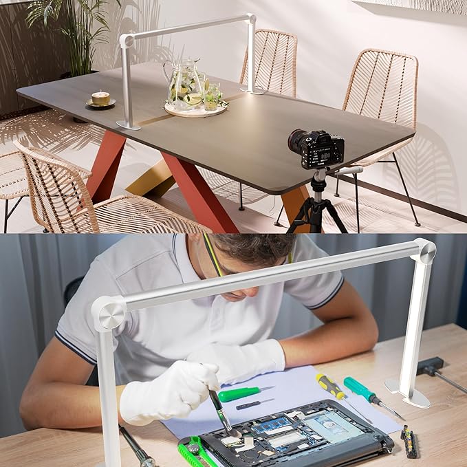 Nail Tech Lamp for Desk,30" 48W Professionals Led Light, Desk Lamp for Lash Eyelash Extension,Color Temperature 2700K-6000K, Full fold Makeup lamp,Salon&Home(Silver)