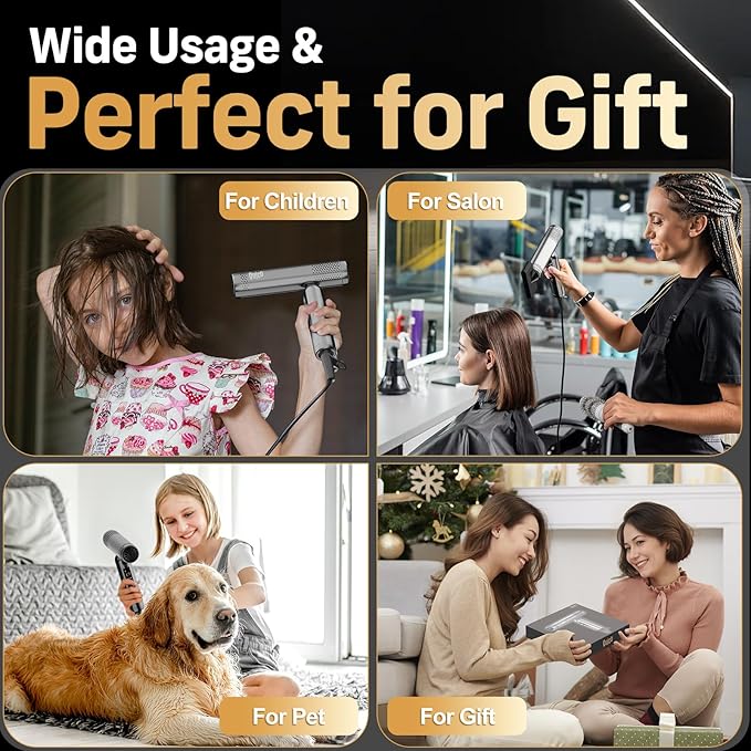 Quico Travel Hair Dryer with Dual Voltage, 120000 RPM Fast Drying Hair Dryers for Women with 500 Million Negative Ions, Thermo-Control Compact Hair Blow Dryer with Cold, 3 Heat & 3 Speed Settings