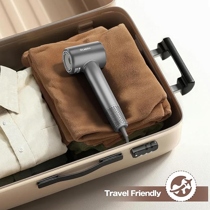 Hair Dryer, High-Speed Ionic Low Noise Blow Dryer with Brushless Motor for Fast Drying, Thermo-Control Quiet Compact Hair Blow Dryer, Hairdryer with 1 Nozzle Attachments for Home Salon Travel