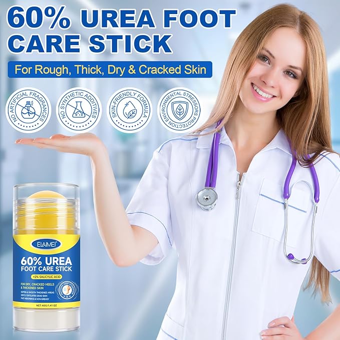 60% Urea Cream Stick with Salicylic Acid 2%, Urea Hydrating Foot Cream, Severe Cracked Heel Repair Restoring Balm, Foot Lotion Repairs and Hydrates Dry and Feet and Hand - 2 Packs