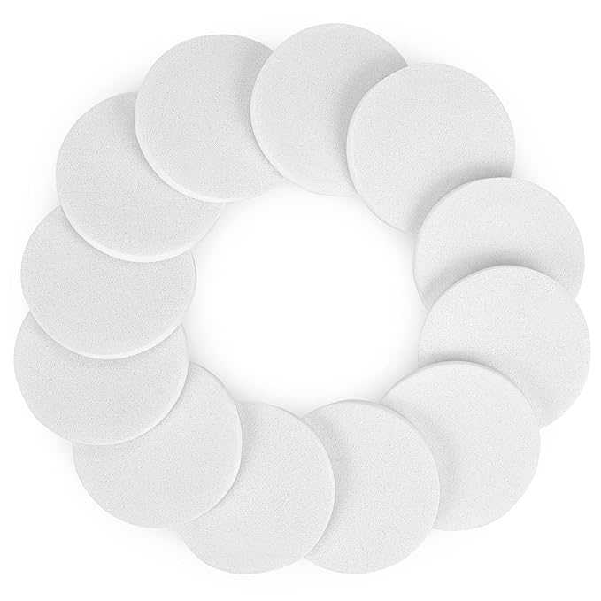 Round Sponge Puff Set 12 Pieces 2.2 Inch White Facial Powder Blender Puffs Foam Sponges Applicator For Liquid Foundation Makeup Cosmetic, Facial Cleanser