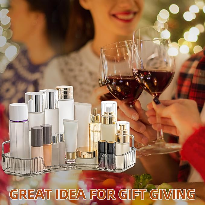 YCIA&DONE Corner Bathroom Counter Organizer, Makeup Organizer for Vanity, Skincare Cosmetic Perfume Tray, Corner Countertop Shelf Rack Storage for Bathroom Kitchen 1 Tier (Smoky Gray)