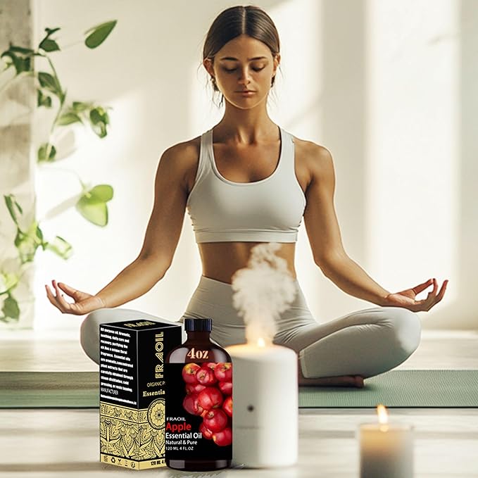 Apple Essential Oil, Apple Oil 4 Fl Oz 120ML for Diffuser Humidifier Yoga Cleaning DIY Candle Soap Making Perfume Gift for Women Essential Oils