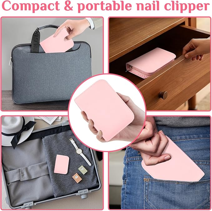 Manicure Set Professional Nail Clipper Kit-26 Pieces Stainless Steel Manicure Kit,Nail Care Tools with Luxurious Travel Case (Pink)